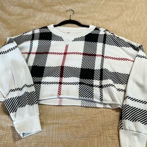 Plaid cropped sweatshirt